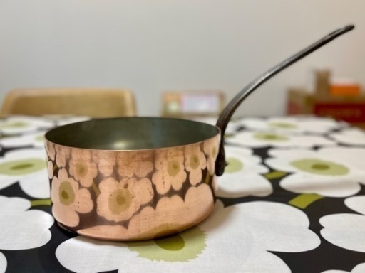 銅製ソースパン、ブリキの裏地、直径18cm、フランス製