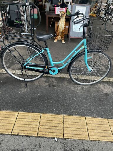 リサイクルショップどりーむ荒田店　No１８３　エコNo１４０６２X　自転車　ママチャリ　シティサイクル　青　２７インチ　中古　整備済　状態良好！！