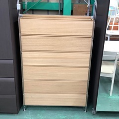 家具ならトレファク吉川店！！ 無印良品 ユニットシェルフ 6段引き出し付 ナチュラル×シルバー ステンレスの画像