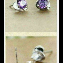 ▼▼j←←←m18-13    刻印/CZアメジストオープンハートピアス        202206111754の画像