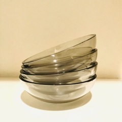 昭和レトロのような淡いいろガラスのプレート3枚セットの画像