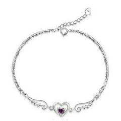 ▼j←←←m18-16 刻印/ブリリアントクオーツアメジスト天使の羽ブレスレット                202206112109の画像