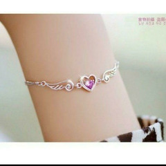 ▼j←←←m18-16 刻印/ブリリアントクオーツアメジスト天使の羽ブレスレット                202206112109の画像