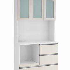 キッチンラック 食器棚 鏡面仕上げ 幅90cm　新品　完成品　在庫処分の画像