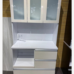 キッチンラック 食器棚 鏡面仕上げ 幅90cm　新品　完成品　在庫処分の画像