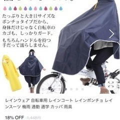【美品】自転車用レインポンチョ　ネイビーの画像