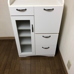 キッチンボード　キッチンワゴン　ホワイト　ロータイプ