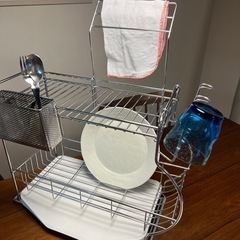 【更にお値下げしました！】美品★KEYUKA  食器カゴ、グラス•カトラリー•布巾スタンドセットの画像