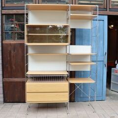 無印良品　ステンレスユニットシェルフ用　オーク材　ガラス引き戸付木製ボックス 無印良品(MUJI)の人気のオーク材×ステンレスユニットシェルフ/ボックス