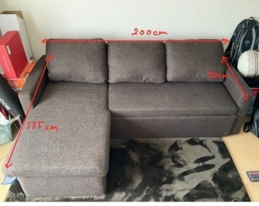 L型カウチソファー（収納付き）分解可能　週末値下げ