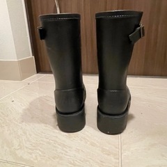 無料　ワケあり　長靴　23.5 レインブーツ　黒　エンジニアブーツ風　ベルト取れてますの画像