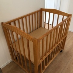木製ベビーベッド★6月19日まで値下げ可★高さ調節可★キャスター...