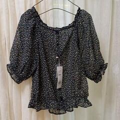 【新品】ブラウス 小花柄 2WAY 黒