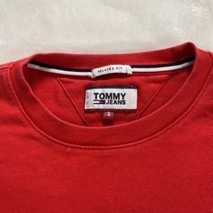 tommy jeans  トミージーンズ　ビッグロゴ　Tシャツ　赤　S レアの画像