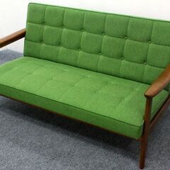karimoku/カリモク60 Ｋチェア 2シーターソファ タープグリーン   中古家具 店頭引取歓迎 R6016)