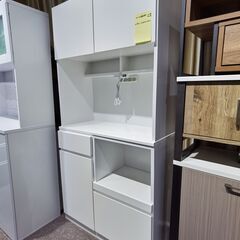  新品　完成品食器棚 鏡面仕上げ 幅90cm　　在庫処分　キッチンラックの画像
