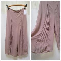 新品シフォン プリーツ ワイドパンツ Ｌサイズ
