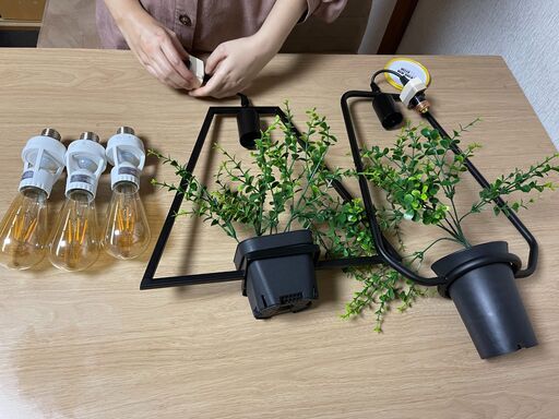 ペンダントライト 2灯 （引掛シーリングアダプター コンセント→シーリング交換 + セパラボディ + LEDエジソン電球 付）