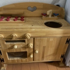 木製おままごとキッチン　落書きあり