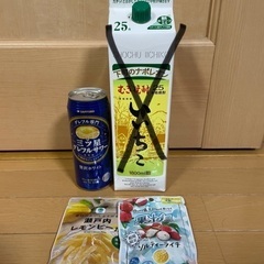 缶チューハイ、お菓子など