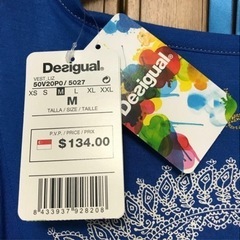 Desigual コットンワンピース ブルー、ホワイト M タグ付きの画像
