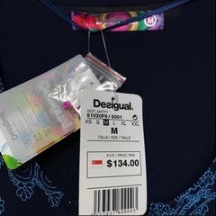 Desigual コットンワンピース ブルー、ピンクフラワー M の画像