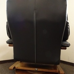 【中古品】冨士ファニチア FUJI FURNITURE リクライニングチェア&オットマン 本革 レザーの画像