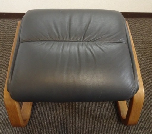 【中古品】冨士ファニチア FUJI FURNITURE リクライニングチェア&オットマン 本革 レザー