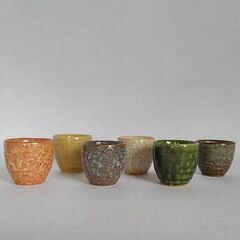 美濃焼　雅山窯中島正雄作　色違いぐい呑み6点セット　酒器　盃の画像