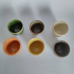 美濃焼　雅山窯中島正雄作　色違いぐい呑み6点セット　酒器　盃の画像