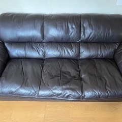 期間限定　本革　黒ソファの画像