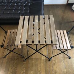 【取りに来れる方限定】イケア テルノー テーブル＆チェア2脚 屋外用