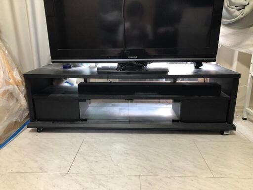 テレビボード テレビ台 120センチ ブラック×ガラス