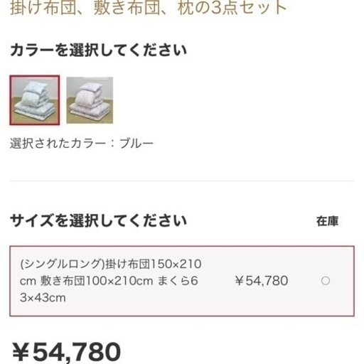 未使用【西川 羽毛布団3点セット】55,000円相当→18,000円