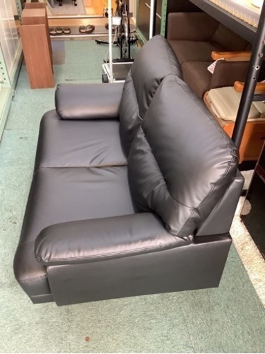 【リサイクルサービス八光　田上店　配達・設置OK】2人掛け合皮ソファ　Nシールド キャッツ3 BK