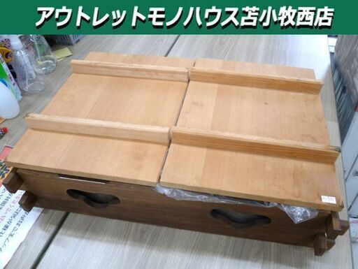 未使用品 おでん鍋 角型 保温用 木蓋付き 内鍋×2 昭和レトロ  湯豆腐  調理器具 苫小牧西店
