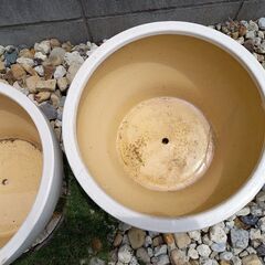 植木鉢　陶器　ホワイト　白　12号　直径36ｃｍ×高さ20ｃｍ　3個セットの画像