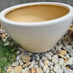 植木鉢　陶器　ホワイト　白　12号　直径36ｃｍ×高さ20ｃｍ　3個セットの画像