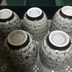 未使用　有田焼　可愛い　湯のみ　小花柄　古染模様　の画像