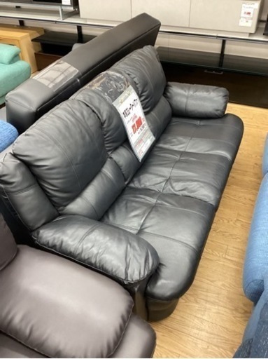 KF-66  本革3シーターソファ　黒