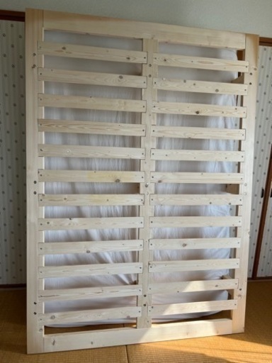 すのこダブルベッド&ポケットコイルマットレス