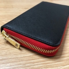 大特価！【長財布】メンズ レディース 合皮革 ブラック レッド 大容量収納の画像