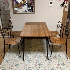IKEA ダイニングテーブル+チェア4脚セット アイアン