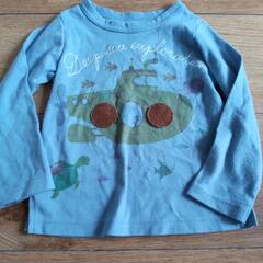 長袖トップス(ペンギンと潜水艦、青)no.15