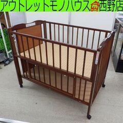 ベビーベッド スヌーピー 70×120 ブラウン キャスター付き...