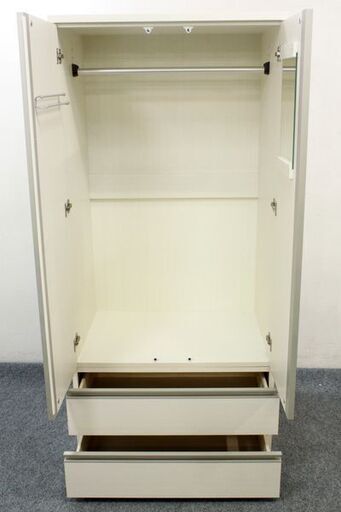 ニトリ ワードローブ トラウト ホワイトウォッシュ 幅800 たんす 引き出し 大容量  収納家具 中古 店頭引取歓迎 R6053)