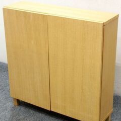 無印良品 MUJI 木製収納 木製扉付き オーク材 シェルフ 本...