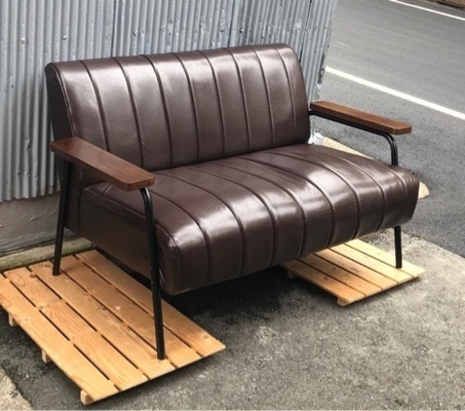 2人用合皮ソファ 