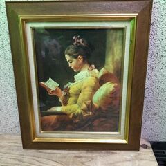 フラゴナール 「読書する少女」 複製絵画 額縁 横49cm×縦5...