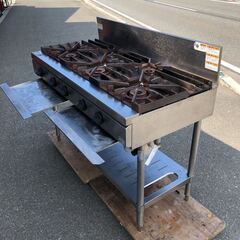 ☆ 中古品 tanico タニコー ガステーブル ガスコンロ 5口 2016年製 LPガス プロパン 1200x600x800(1010)mm 厨房 飲食店　☆